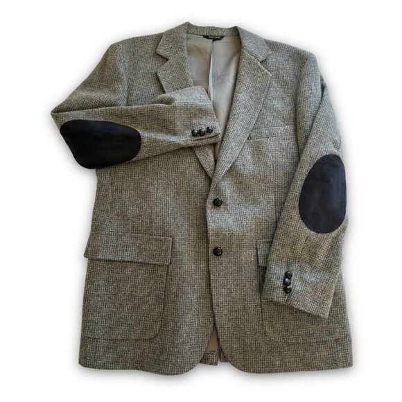 Vintage Tweed Sport Coat Jacket Western Elbow Patch 42R Dark Academia Preppy M - Picture 1 of 9